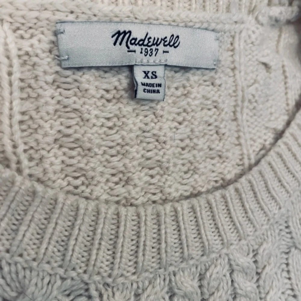 Madewell Cable Knit Sweater | Navy & Cream | Size XS